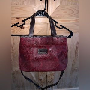 Relic red cranberry embossed faux leather handbag purse
